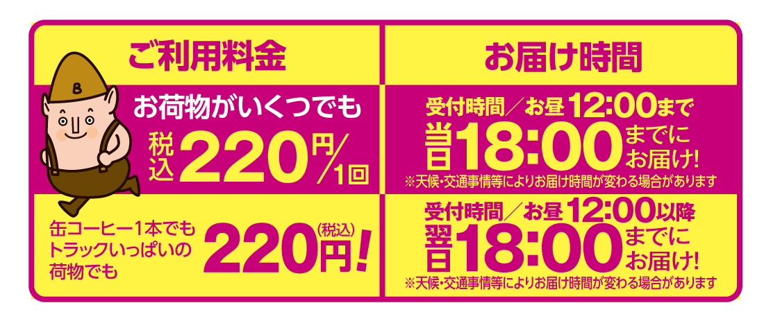 ご利用料金・お届け時間